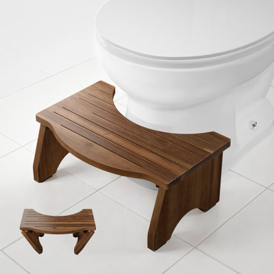Foldable Toilet Stool For Bathroom Adults - 7.2" Acacia Wood Poop Stool