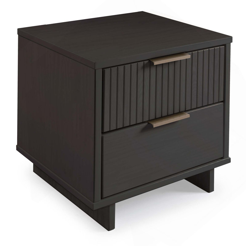 18" Nightstand in Charcoal Gray (2-Drawer), Charcoal Gray