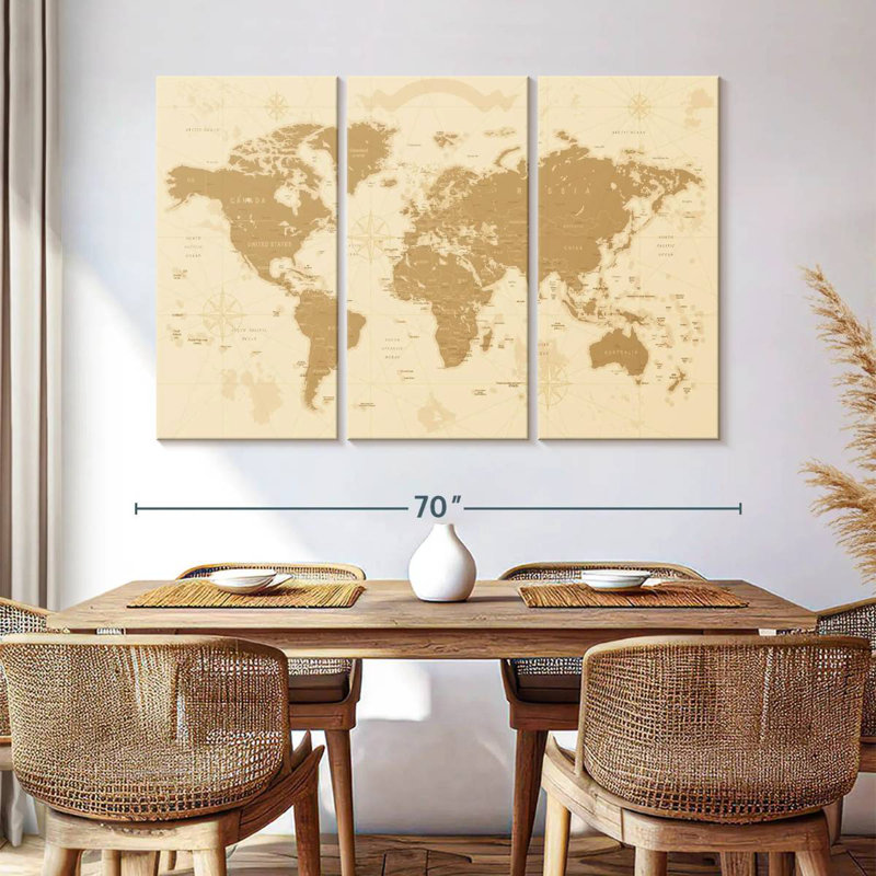 'Amber World Map, 42" H x 65" W
