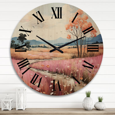 Horloge murale en bois campagne Pastel Hills Patchwork II