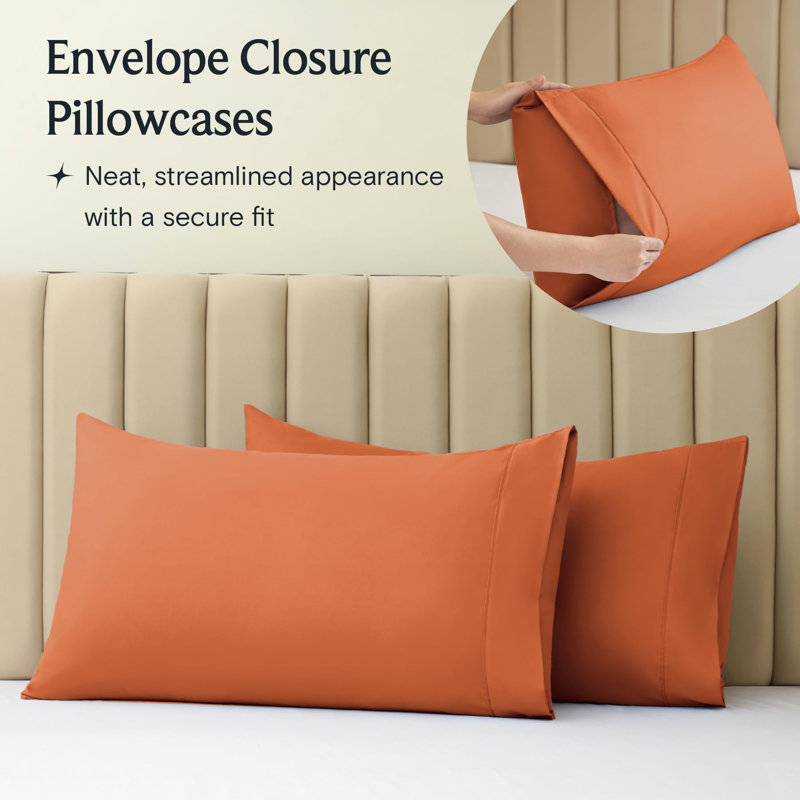 Luxclub 4 PC Autumn Orange California King Silky Soft Cooling Extra Deep Pocket Performance Sheet Set, Autumn Orange