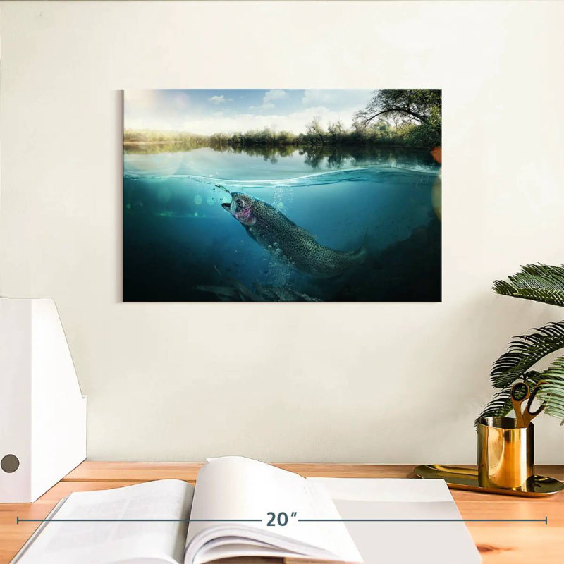 Fishing Underwater Scene, 8" H x 12" W
