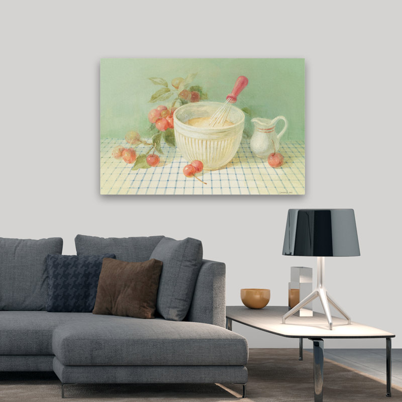 Cuisine rétro et rétro avec des cerises, H 48 po x l 32 po
