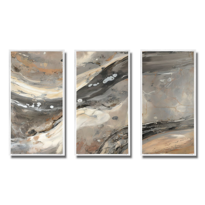«Morning Effervescence I», ensemble d'art mural sur toile abstraite, H 28 po x l 36 po x P 1 po, Toile avec cadre blanc