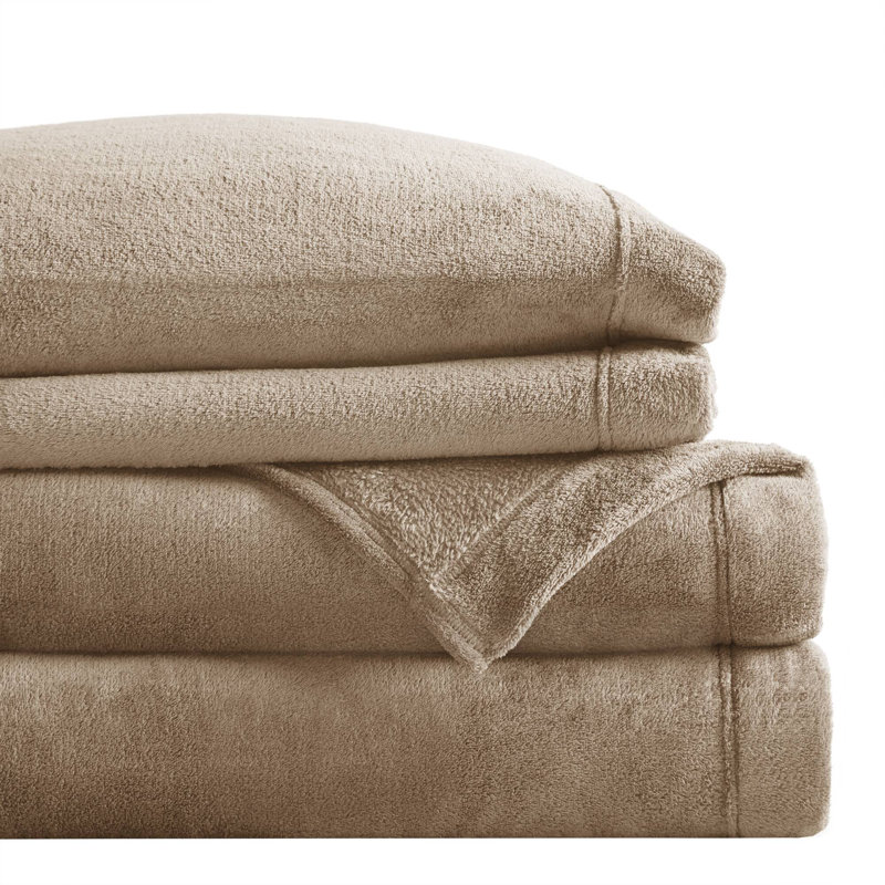 Micro Plush Sheet Set, Queen Sheet Set, Taupe