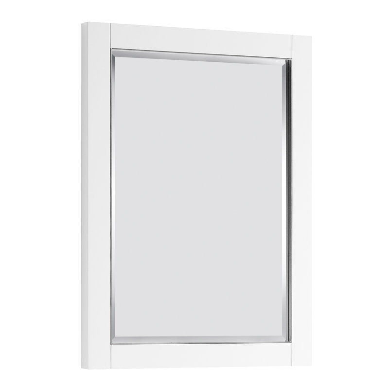 Mason Rectangle Solid Wood Beveled Mirror, White/Silver, 32" H x 24" W