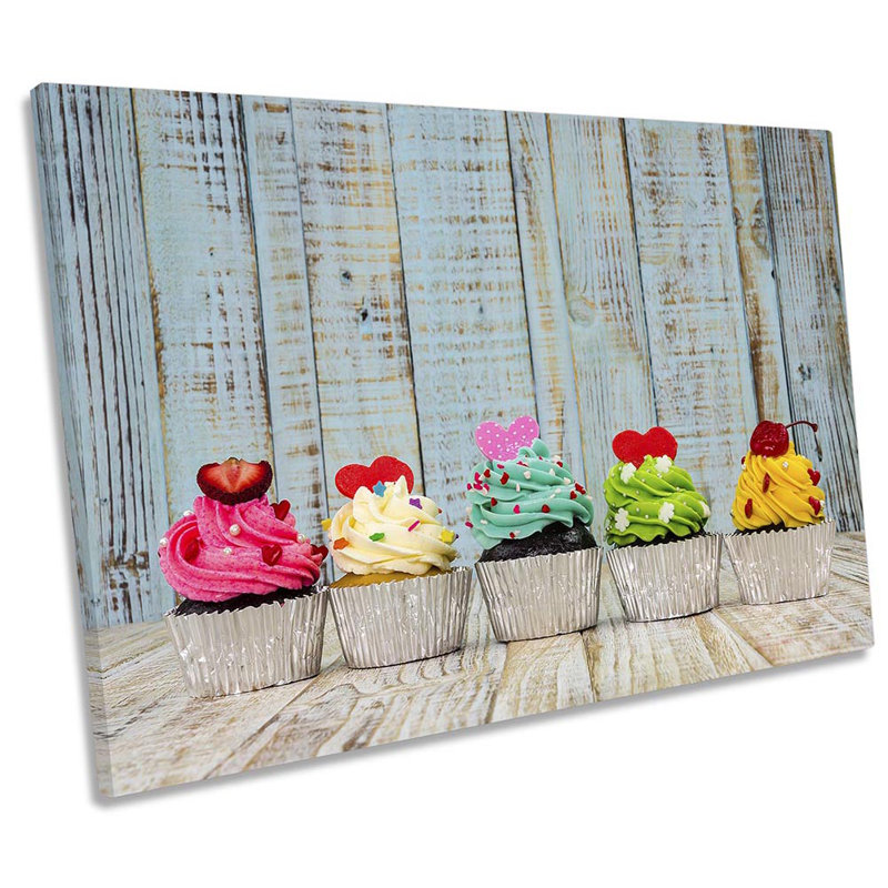 Shabby Elegance Cup Cakes - Wrapped Canvas Print, 40.6cm H x 61cm W x 2cm D