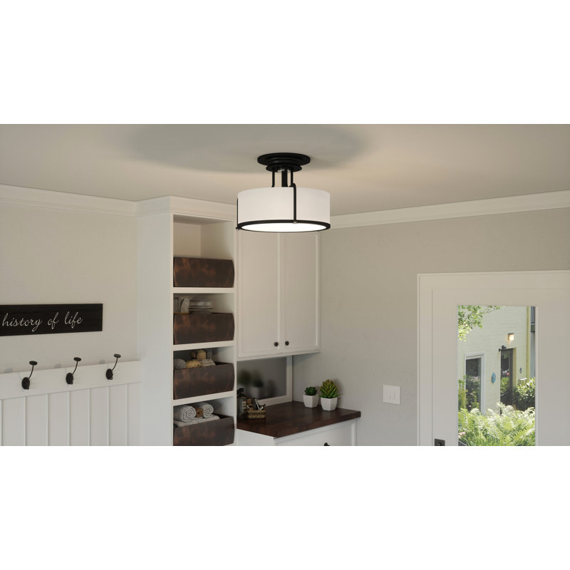 Plafonnier semi-encastré 3 lumières 17,5 po Dabira, Noir terre