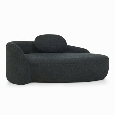 Fauteuil paresseux moderne simple ovale avec dossier intégré, accoudoirs latéraux et coussin, chaise longue compacte peu encombrante pour le salon - noir