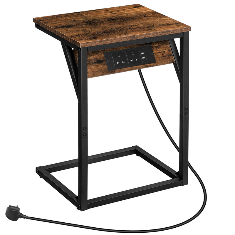 C Table End Table with Built-In Outlets