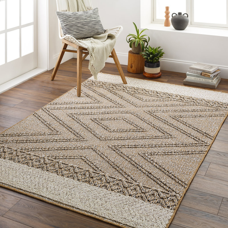 Issel Southwestern Brown Indoor/Outdoor Area Rug, Rectangle 8' x 10'