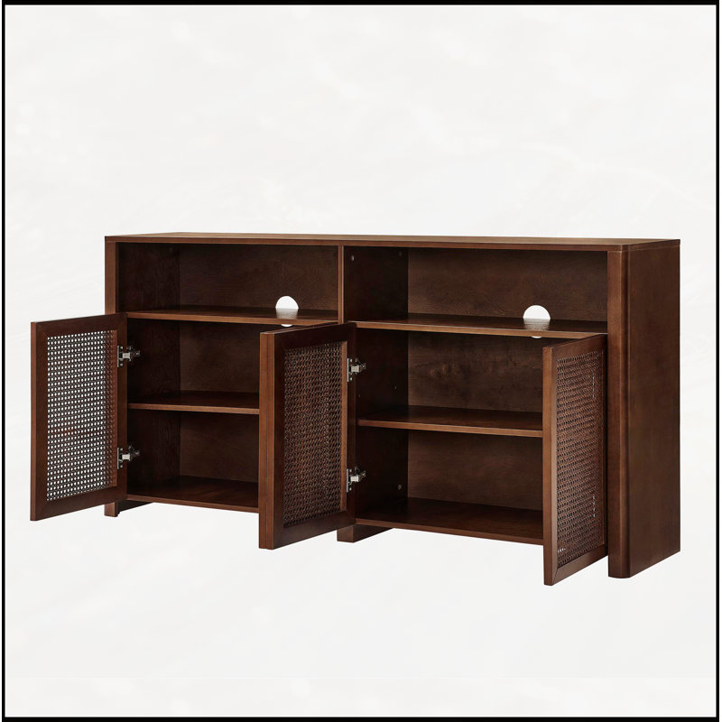 Buffet en rotin avec rangement, idéal pour le salon et le vestibule, console multimédia polyvalente et crédence de bar à vin