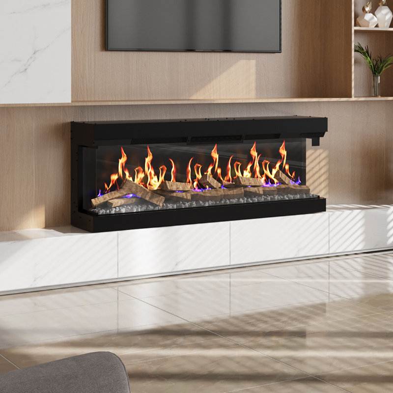 Neeve Ebern Designs Black Electric Fireplace with 5120 BTU, 55.5cm H x 150cm W x 17cm D