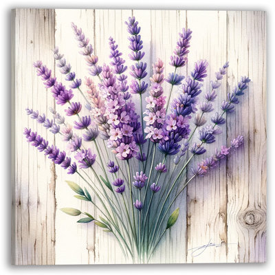 Rustic Lavender Bouquet Wrapped Canvas Art