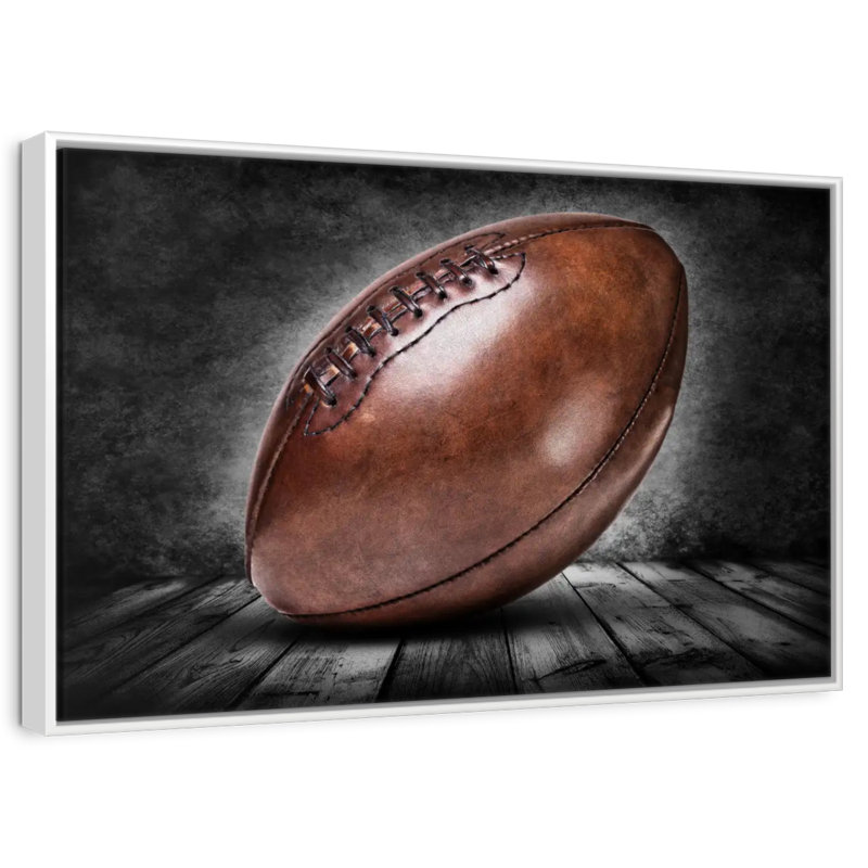 Football rétro grunge, Cadre flottant blanc, 13 po x 9 po