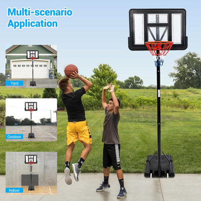 5.2-10FT Portable Basketball Hoop with 44" Shatterproof Backboard, Adjustable Goal System with Weighted Base for Kids, Youth, Adults for Backyard, Dri
