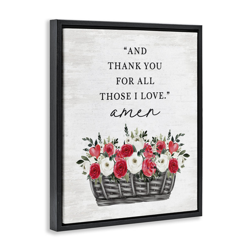 Cadre flottant Thank You For Ceux I Love Prayer, design par Lettré et Doublé, Cadre flottant noir de jais, H 21 po x l 17 po