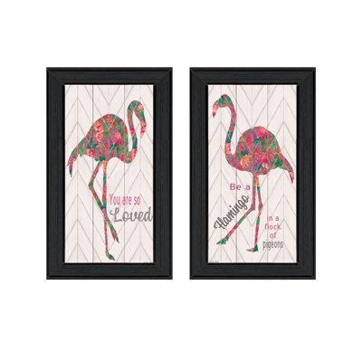 Bayou Breeze "Flamingo's - A Matrix Colors!" Framed Wall Art For Living Room, Wall Art Print For Home Decor, Bedroom Wall Art By Cindy Jacobs