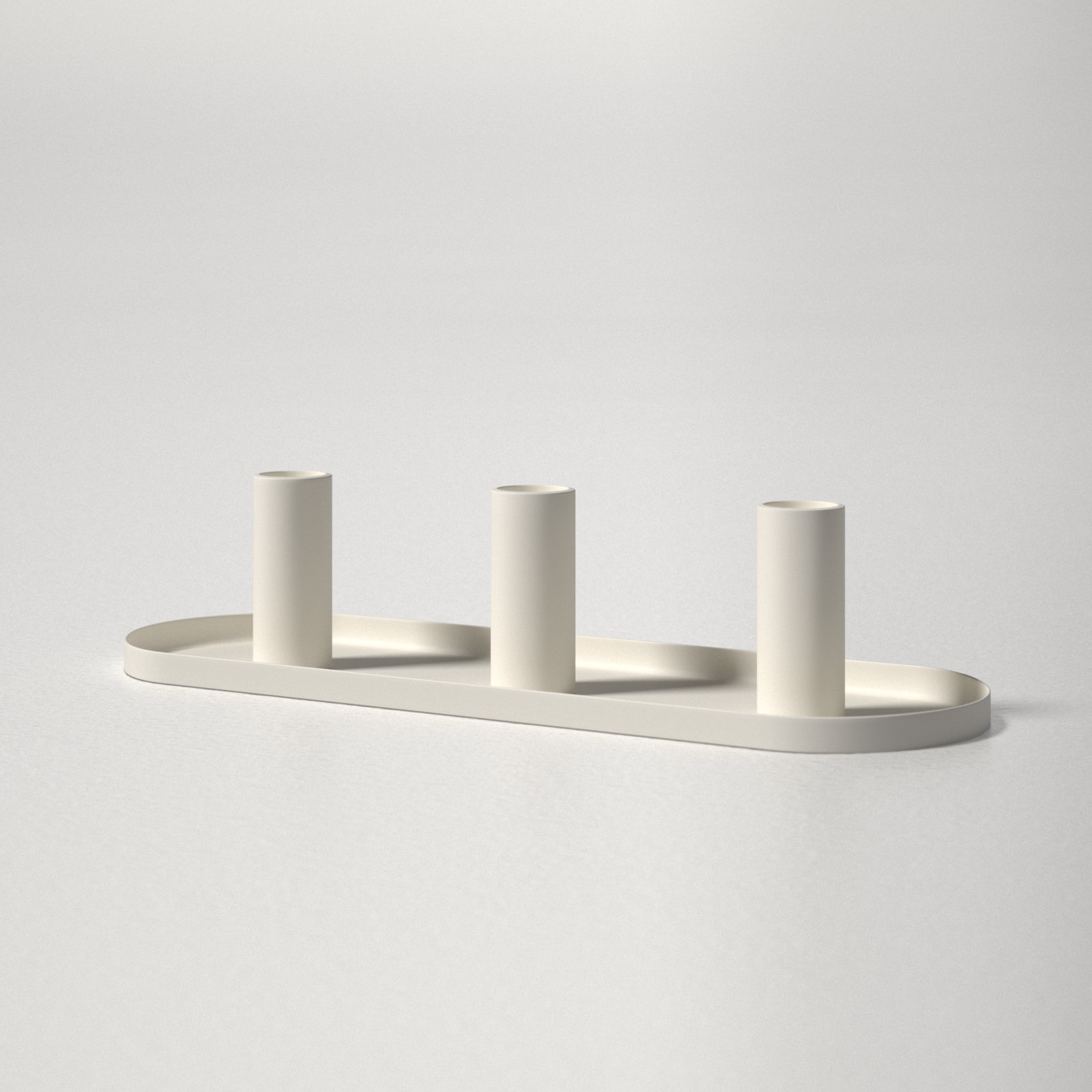 3 Piece Aluminum Tabletop Candlestick Set, White