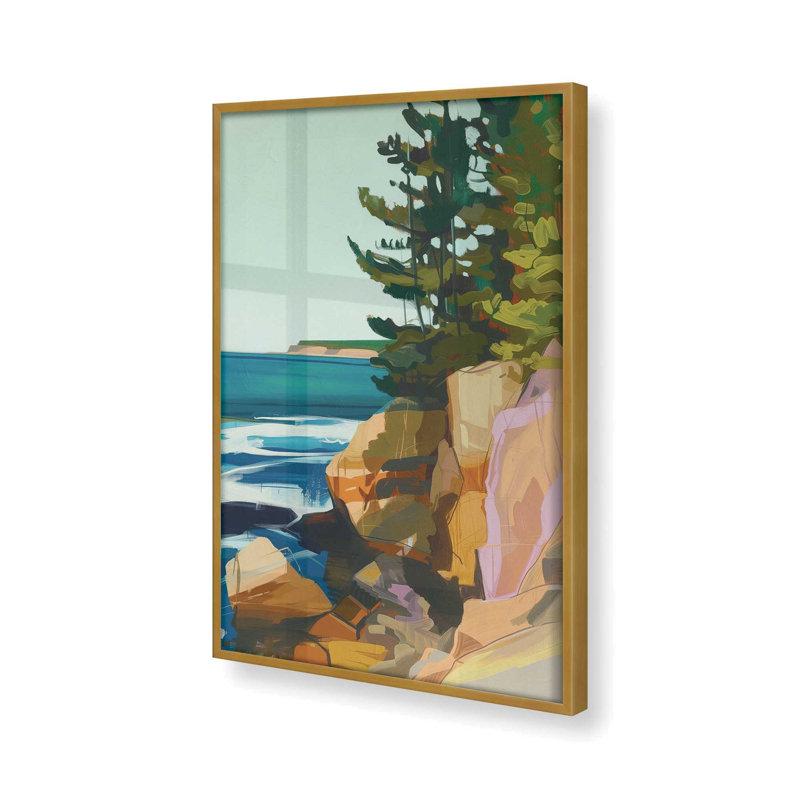 " Seacliff Whispers V2 " Print, Polished Gold, 21.25" H x 17.25" W x 1.25" D