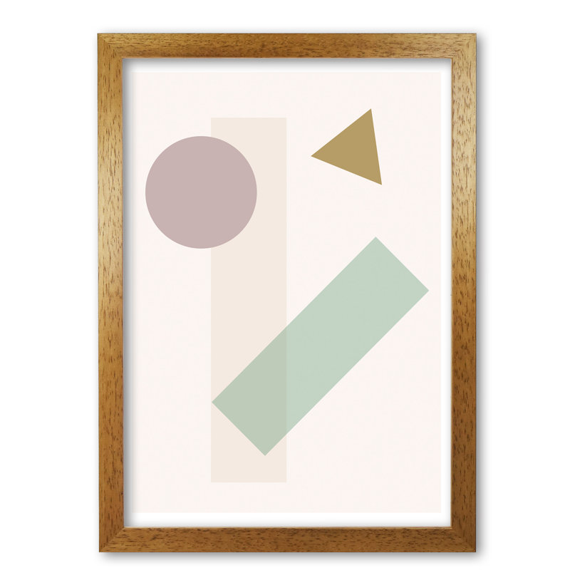 Random Geo Styles 3 - Single Picture Frame Print, 30 cm H x 21 cm W x 5 cm D, Honey Oak Frame