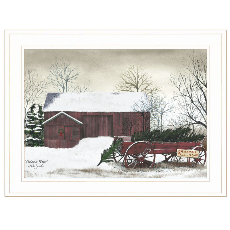 «Christmas Wagon» par Billy Jacobs, reproduction encadrée prête à accrocher
