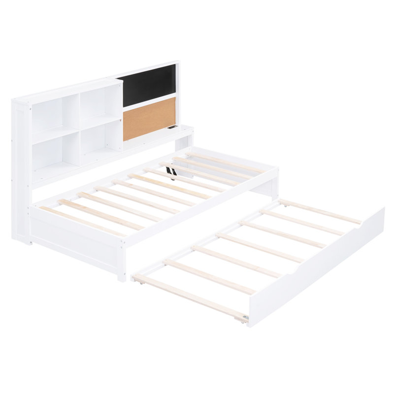 Lit de jour avec tablettes de rangement, Lit simple