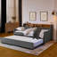 Canapé-lit simple rembourré avec trois lumières DEL, tête de lit réglable avec rangement, lit gigogne escamotable et chargement sans fil, cadre de canapé-lit rembourré en lin, gris-1493091264