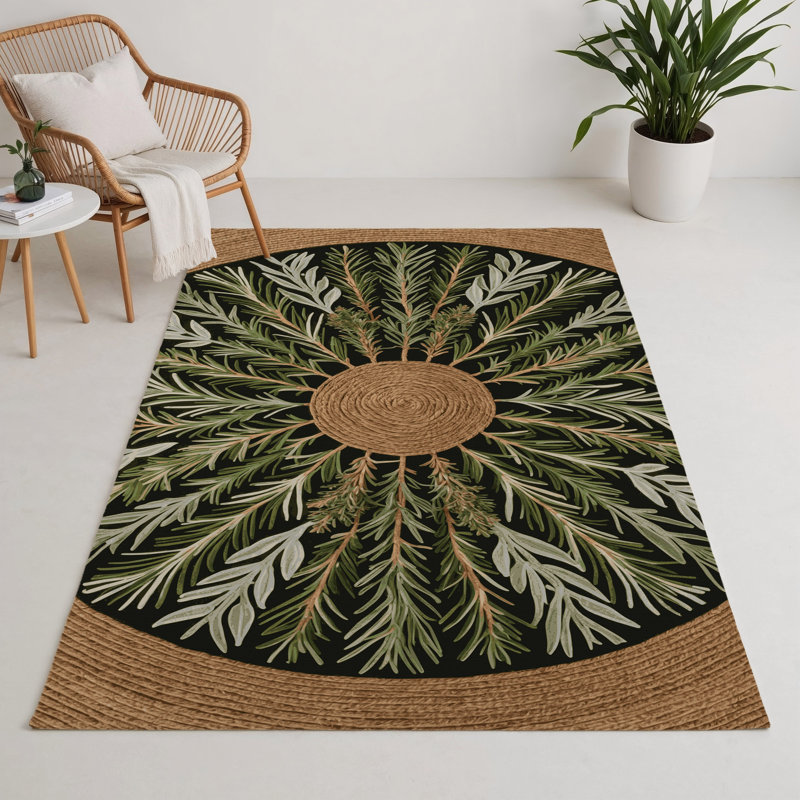 Tapis d'intérieur et d'extérieur brun Botanical, Rectangle 9 pi x 12 pi