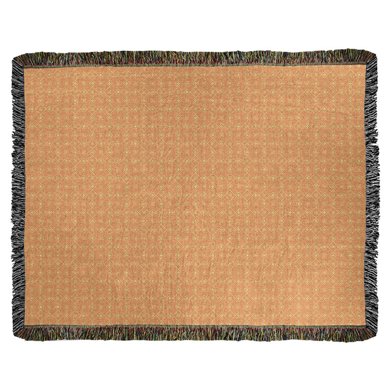 Couverture en coton tissé Katelyn Elizabeth, l 37 po x L 52 po, Orange / Jaune