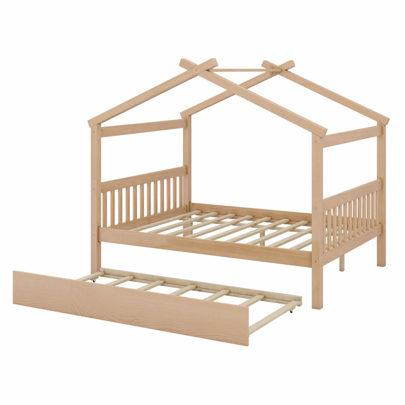 Lit en bois avec couchette, Naturel