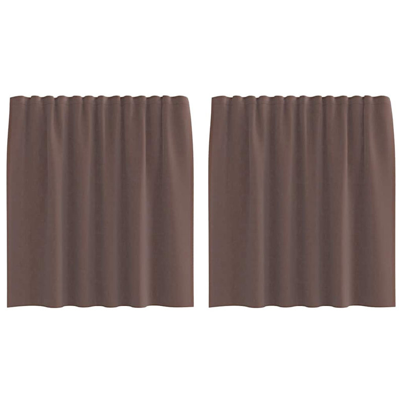 Voile Curtains With Tab Top 2 Pcs, 140cm Width x 140cm Drop, Brown