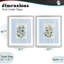 Fleurs bleues avec bordure rayée, ensemble de 2 reproductions encadrées sous verre, design par Leah Noel Art-1090753040-1090753053