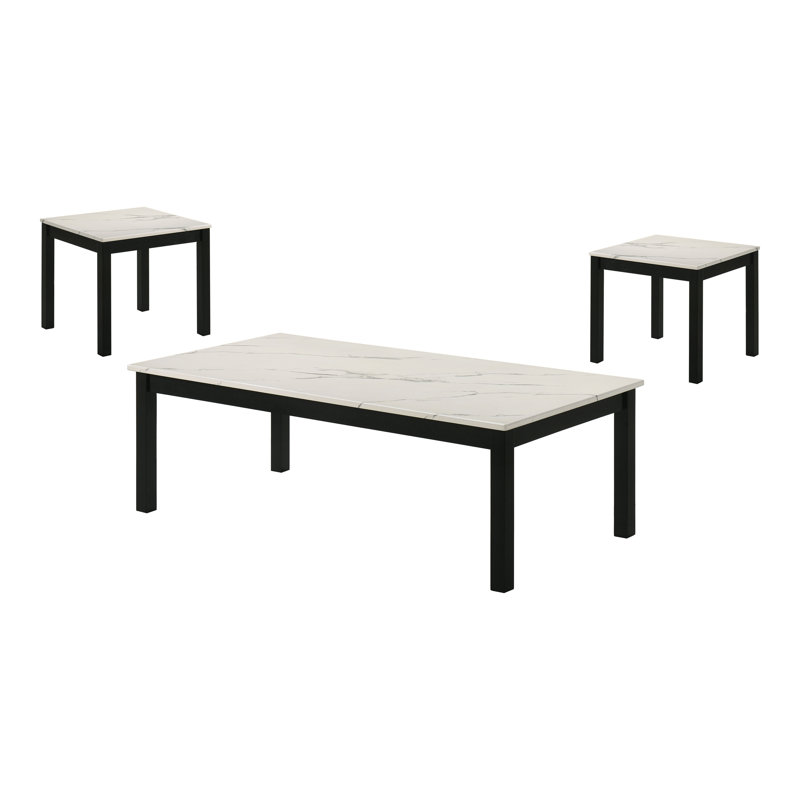 Ensemble de tables basses 3 pièces Brudan, Blanc