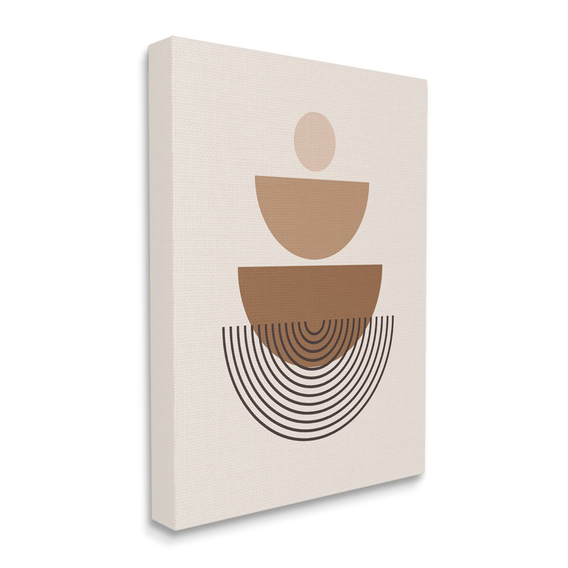 Impression de formes brunes sur fond beige sur bois, H 48 po x l 36 po x P 1,5 po
