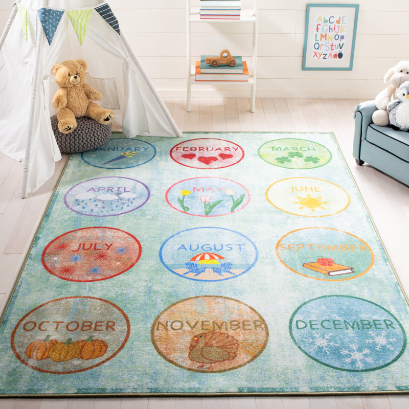Bottisham Kids Playhouse 200 Performance Machine Washable Geometric Rug, Rectangle 7'9" x 10'