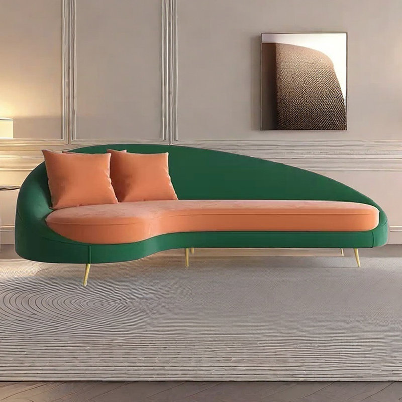 Canapé-lit Curved, Orienté à gauche (vu de face), Orange / vert foncé
