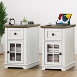 Antrea Tray Top End Table Set with Storage and Built-In Outlets