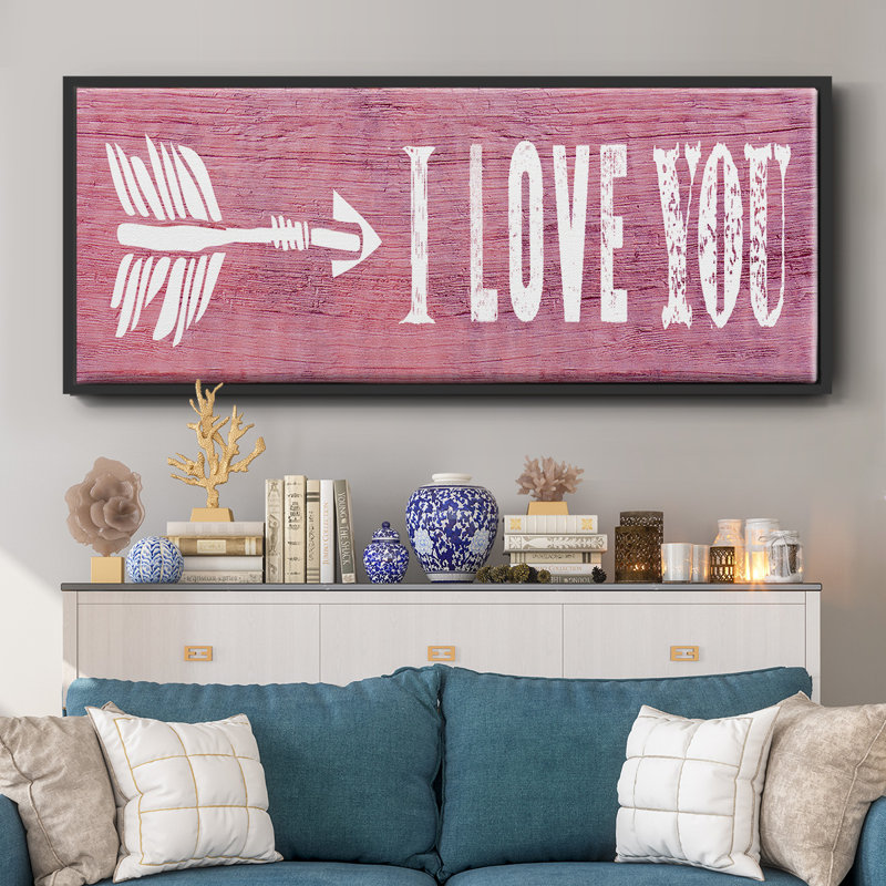«I Love You», toile encadrée, H 20 po x l 50 po
