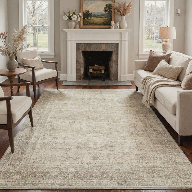Tapis d'intérieur / brun à motif antidérapant Medallia, Rectangle 6 pi x 9 pi