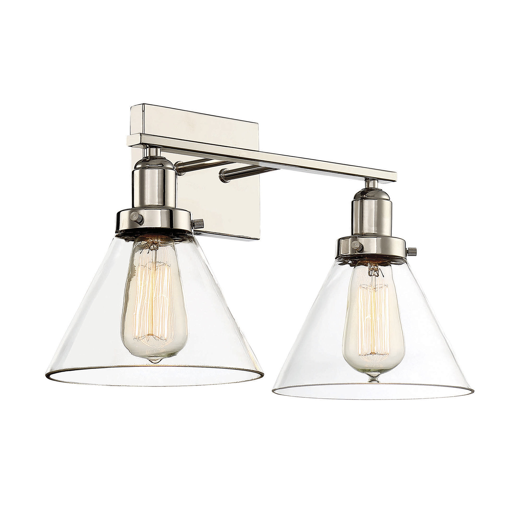 Catalina 2 Light Transparent Dimmable Bath Sconce, Polished Nickel