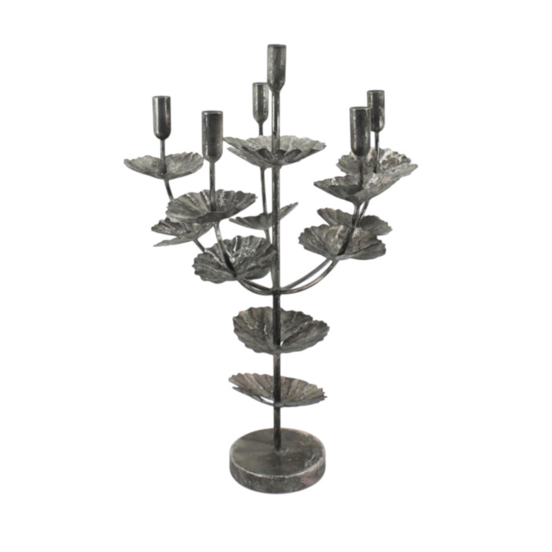 Metal Tabletop Candelabra, Silver