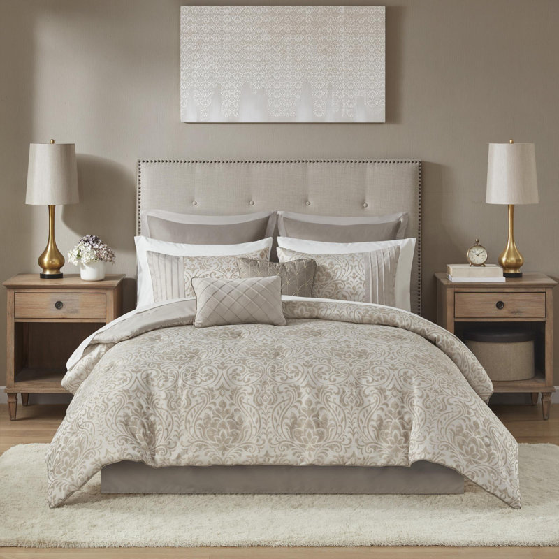 Ensemble d'édredon en coton jacquard 12 pièces, Édredon très grand + 11 pièces supplémentaires