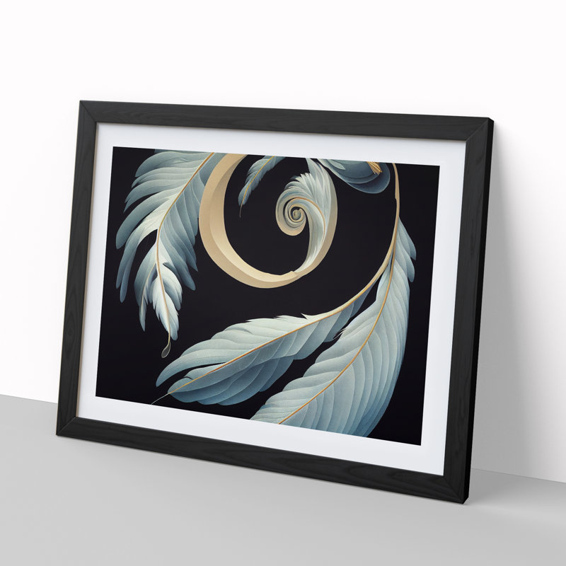 Pleasing Bird Feathers - Single Picture Frame Print, Black Framed, 25cm H x 34cm W x 2cm D