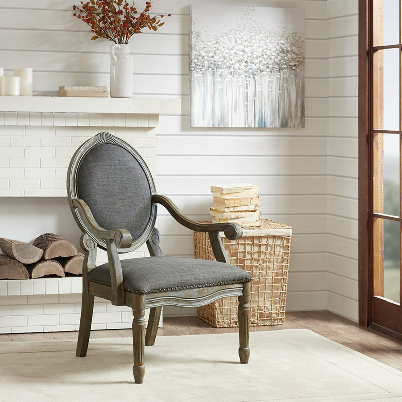 Fauteuil traditionnel en bois apparent Brentwood, Gris