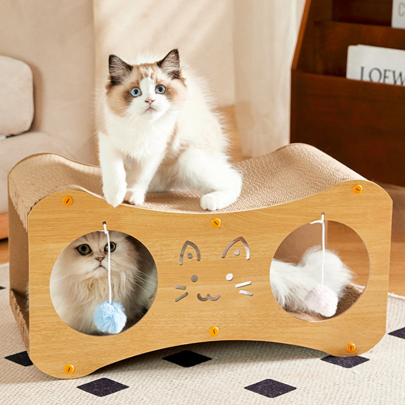 Maison à chat pour chat, Moyen (H 4,33 po x l 9,84 po x L 19,29 po), Brun