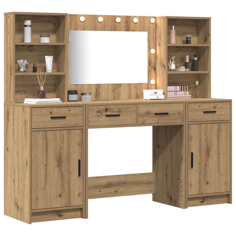 Dressing Table with Mirror, Artisan Oak