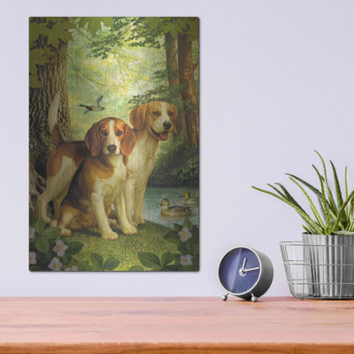Beagles And Duck' by Dan Craig, Metal Wall Art