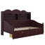 Lit de jour simple avec tiroirs de rangement et étagère de tête de lit, structure de lit de jour rétro en bois-754638213