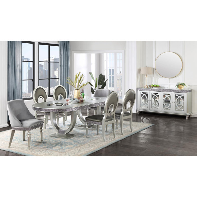 Silver Shimmer Oval Dining Table